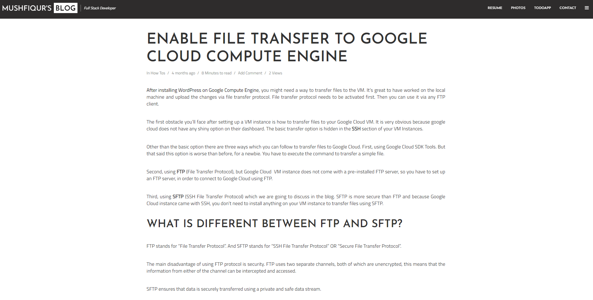 setup ftp for google cloud with mac
